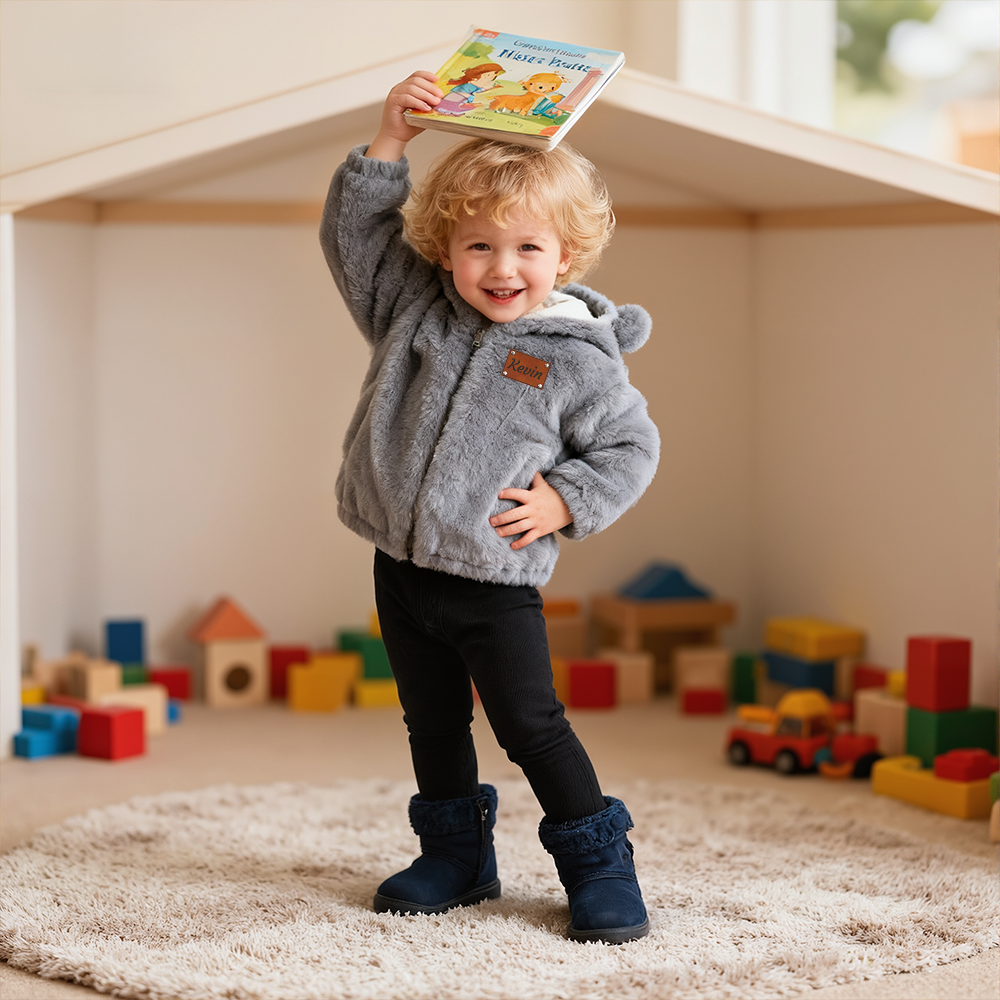 Personalized Leather Patch Kids Bear Jacket| Cloth255