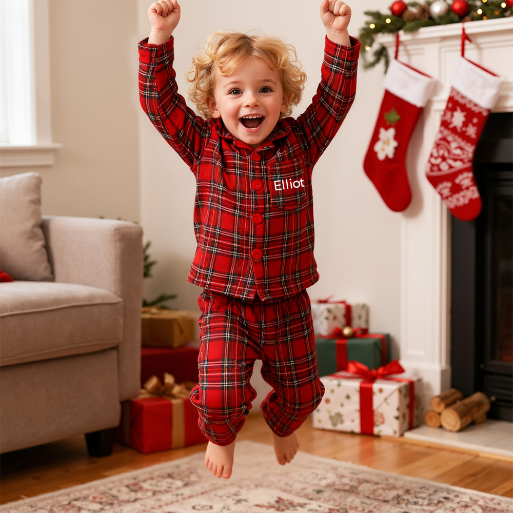 Personalized Kids Xmas Plaid Pajamas| YESMC33