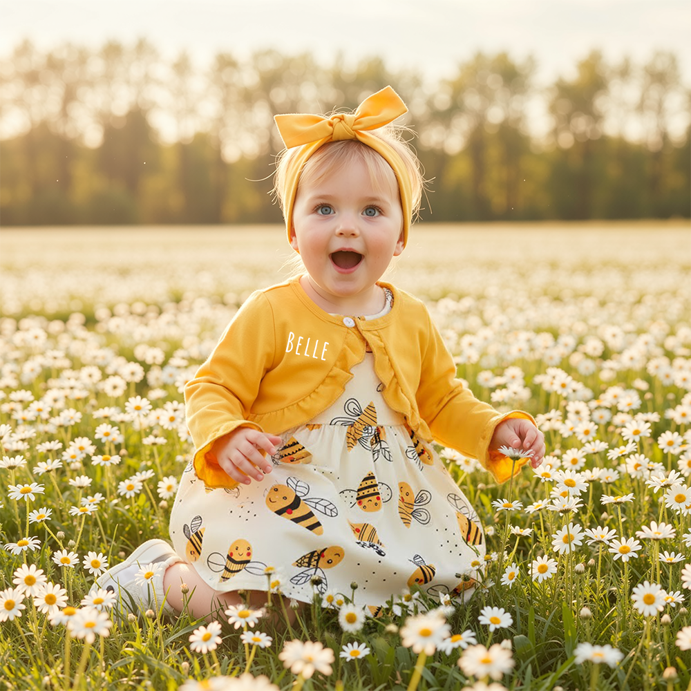 Personalized Baby GirlLittle Bee Dress With Headband| BBcloth113