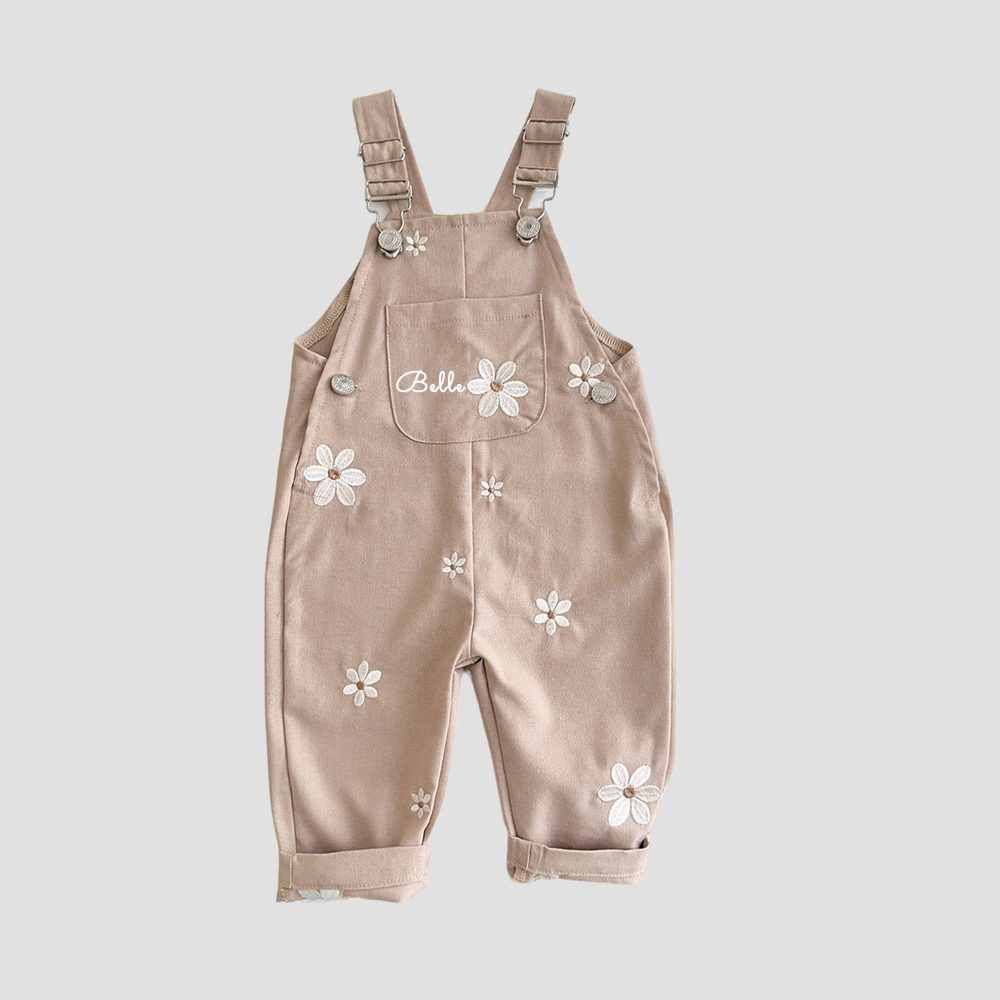 Personalized Baby Girl Embroidered Flower Overalls| Pants27
