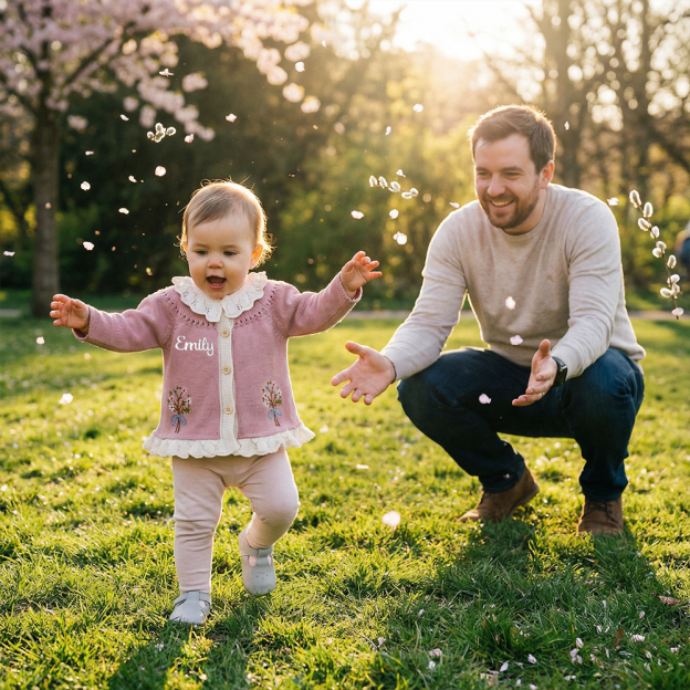 Personalized Baby Girl Vintage Flower Cardigan| BBcloth114