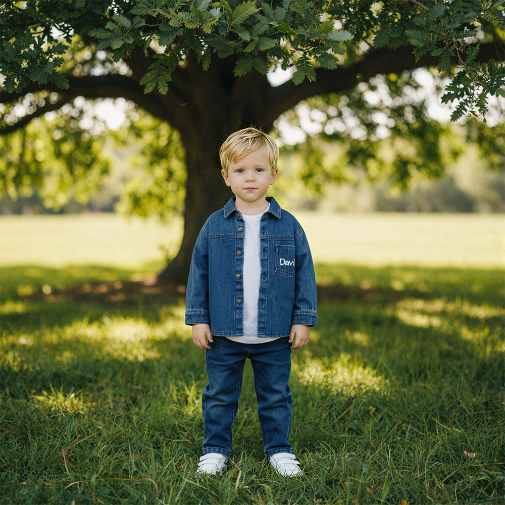 Personalized Kids Casual Denim Shirt and Pants| Cloth260