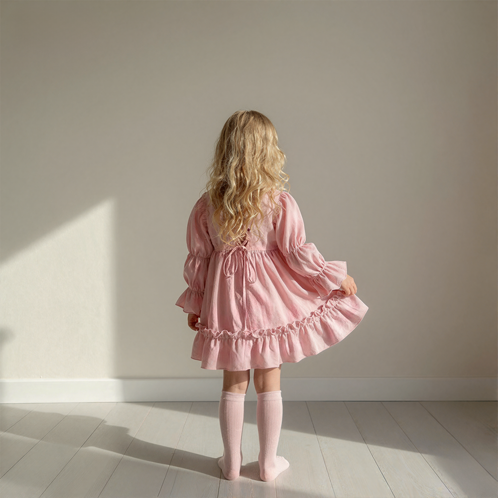 Personalized Girl Pink Lantern Sleeves Dress| Dress45