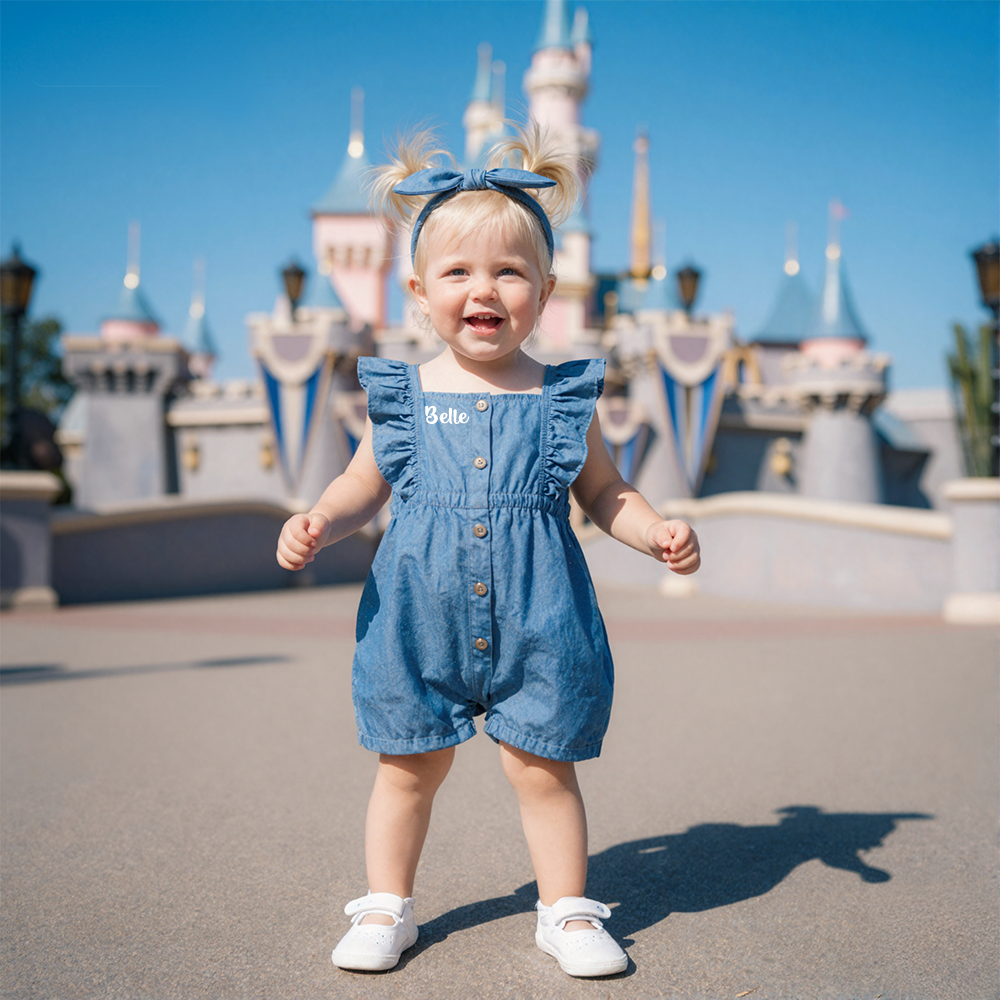 Personalized Baby Girl  Denim Romper Set| BBcloth117