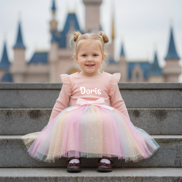 Personalized Girl Rainbow Sparkle Tulle Dress| Dress47