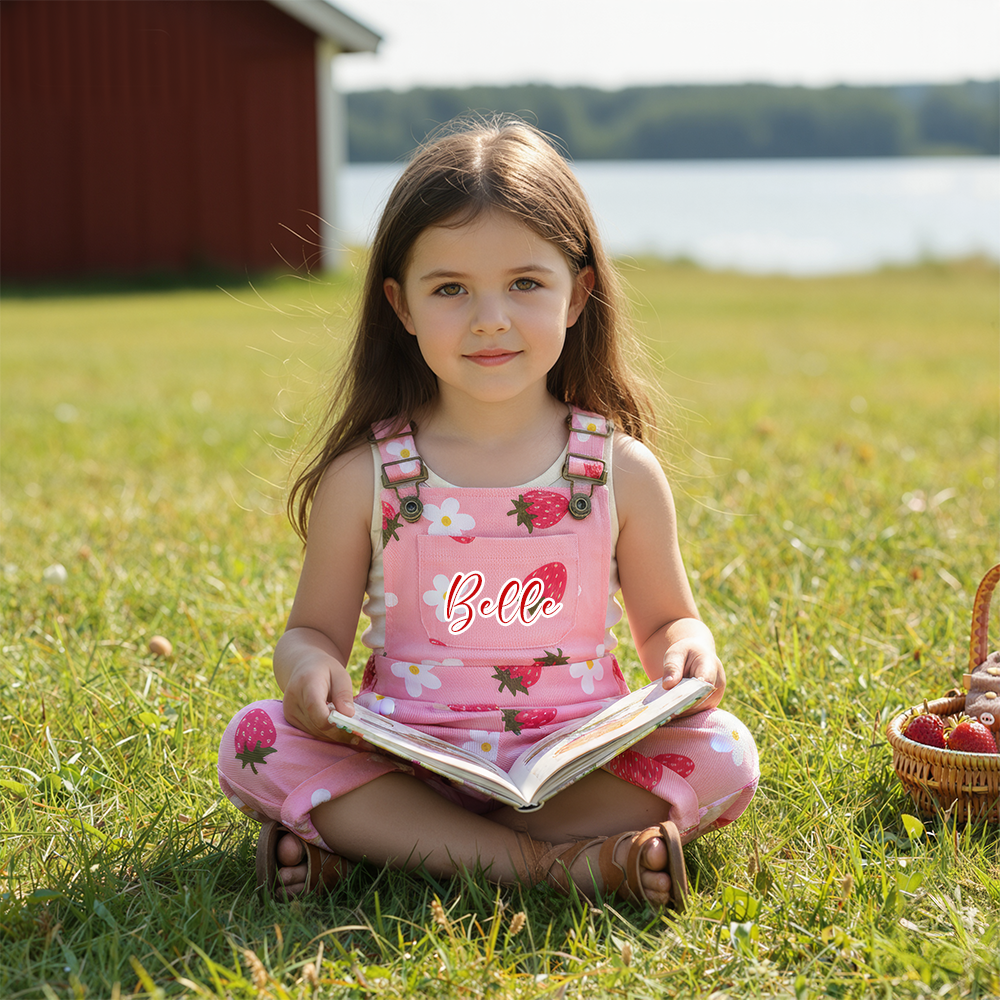 Personalized Girl Strawberry Overalls| Pants28