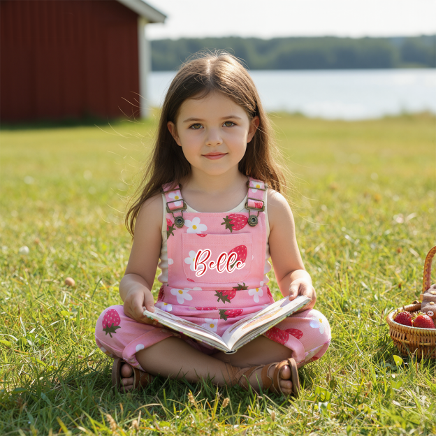 Personalized Girl Strawberry Overalls| Pants28
