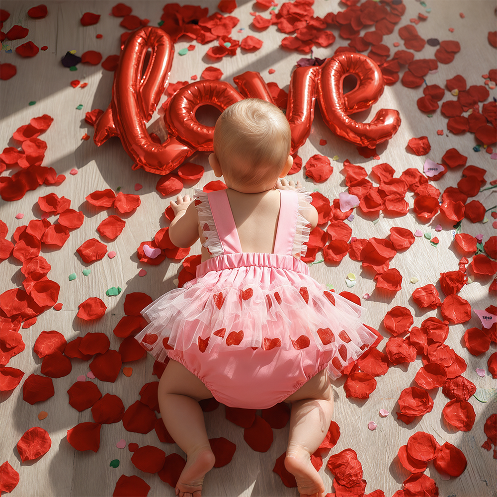 Personalized Baby Girl Embroidered Valentine’s Day Heart Romper| YESVa07