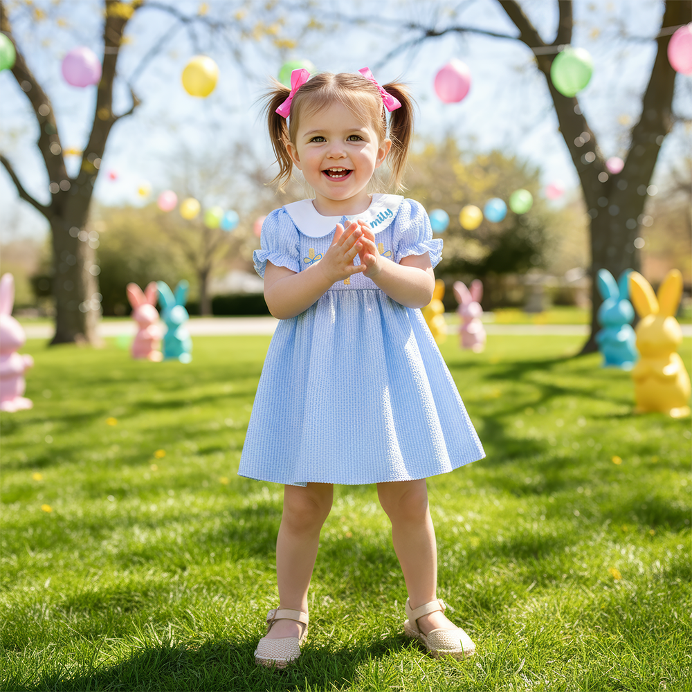 Personalized Girl Easter Cross Embroidery Dress| Dress57