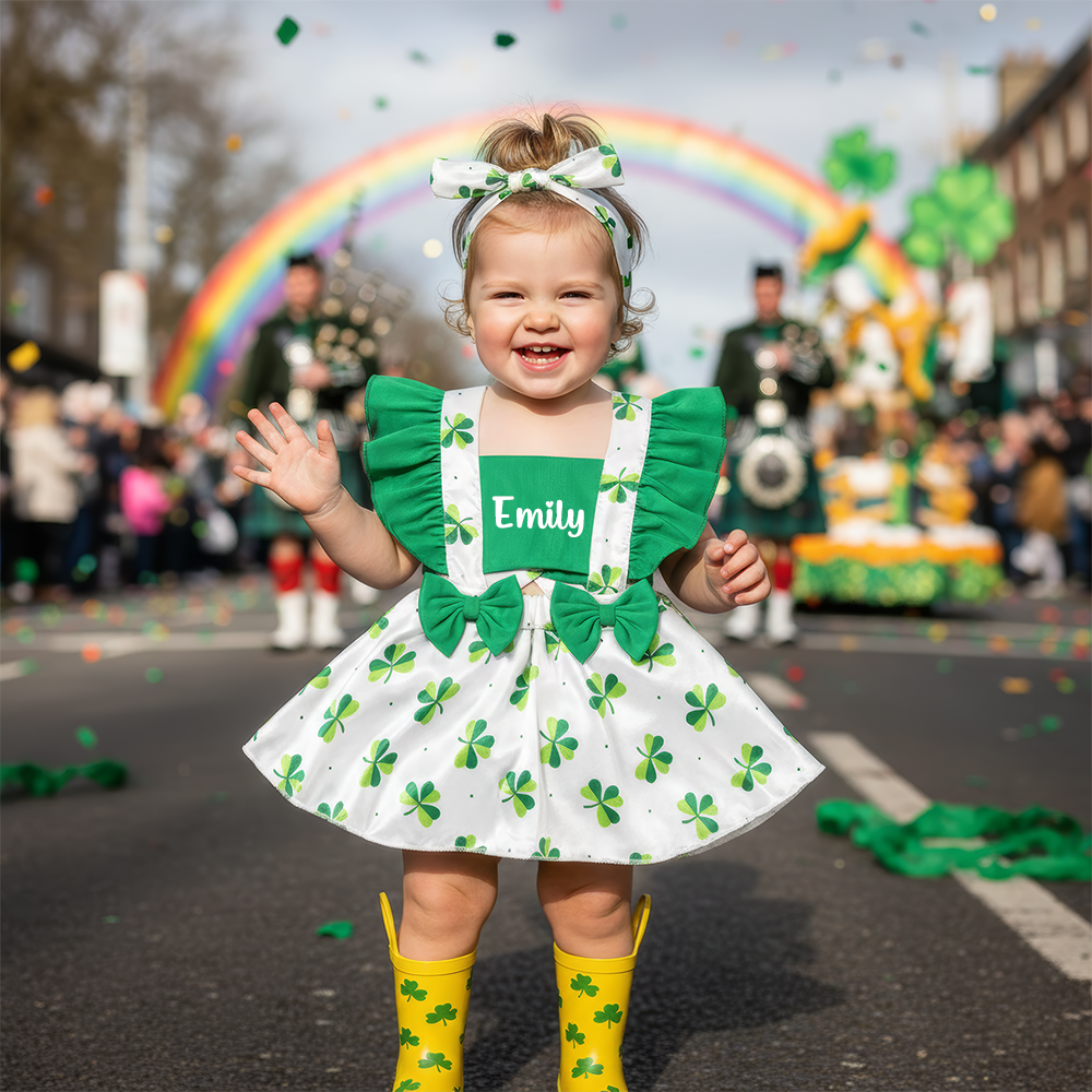 Personalized St. Patrick's Day Baby Dress & Headband Set| Dress60