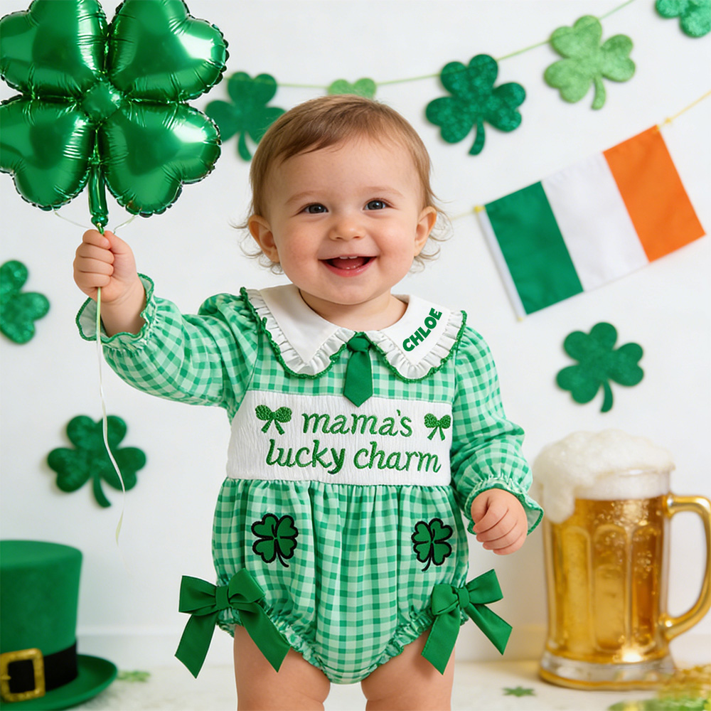 Personalized Baby Girl St. Patrick's Day Romper| BBcloth124