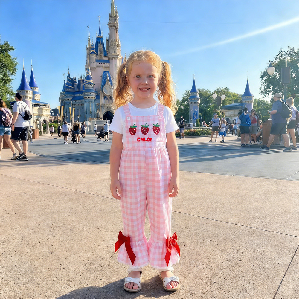 Personalized Girl Birthday Strawberry Overalls| Pants32