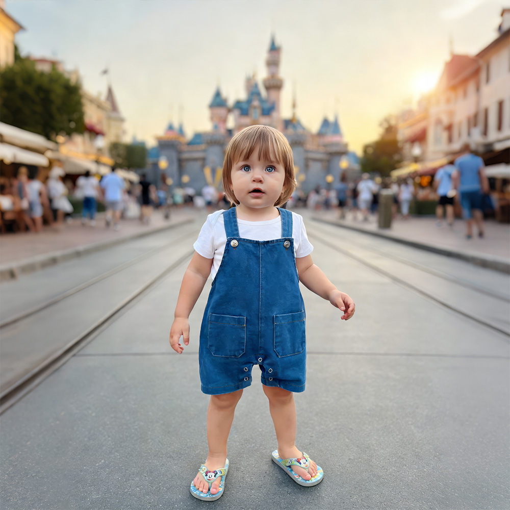 Personalized Kids Bunny Ears Demin Overalls| Pants34