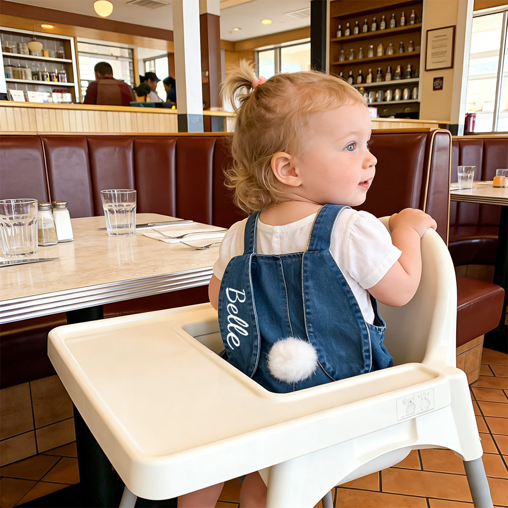 Personalized Kids Bunny Ear Denim Overalls| Pants34