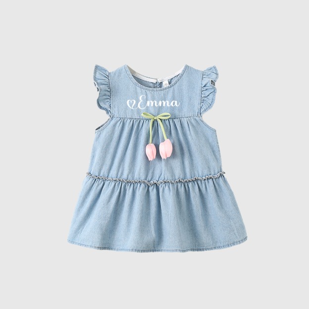 Personalized Baby Girl Summer Denim Dress| Dress75
