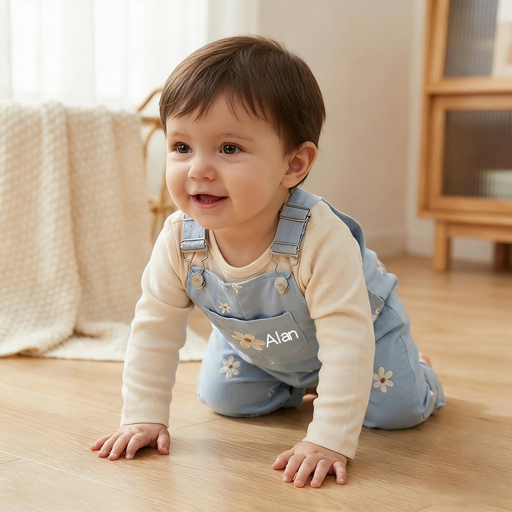 Personalized Baby Girl Embroidered Flower Overalls| Pants27