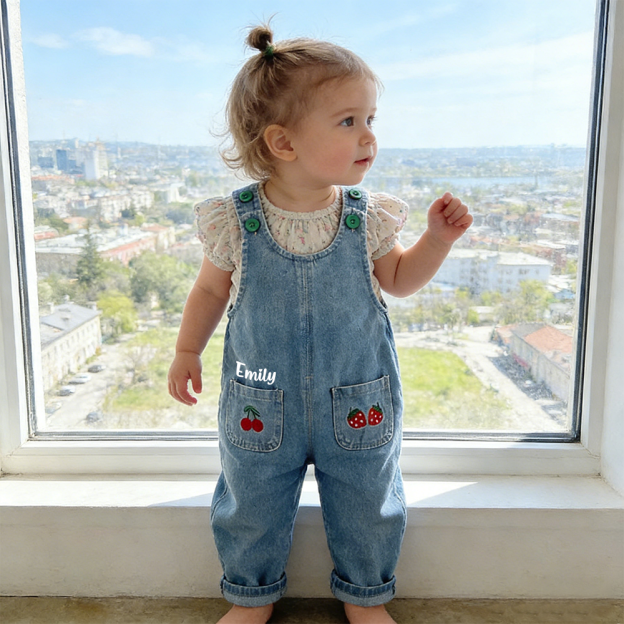 Personalized Girl  Fruit Pocket Denim Overalls| Pants50