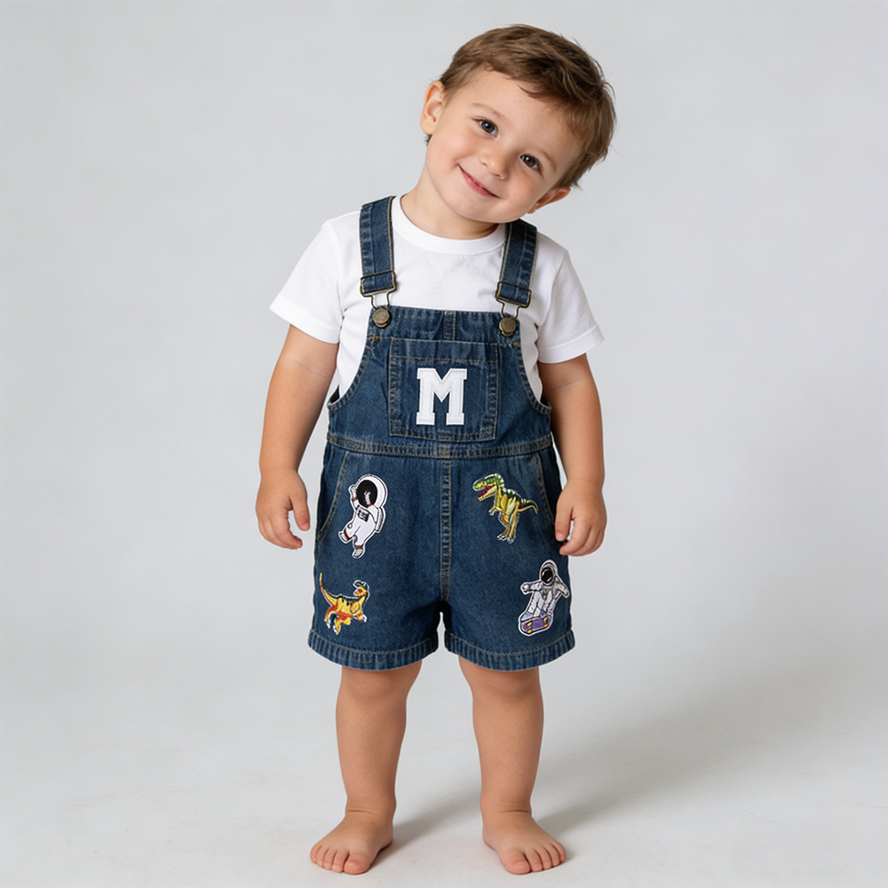 Personalized Kids Patch Denim Overalls| Pants23