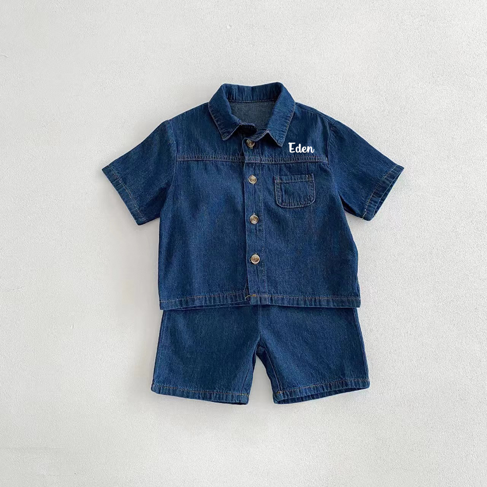 Personalized Boy Casual Denim Two-Piece Set| Cloth268