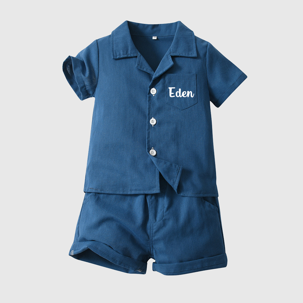 Personalized Boy Summer Casual Linen Short Set| Cloth269