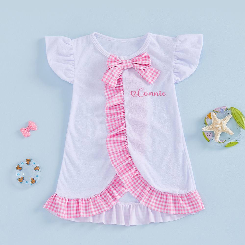 Personalized Girl Ruffle Beach Swim Cover Up| Swimsuit07