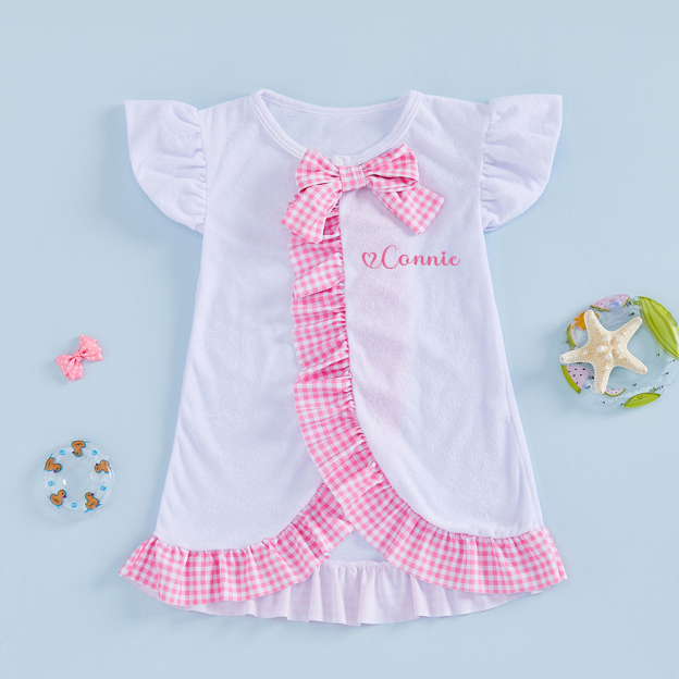 Personalized Girl Ruffle Beach Swim Cover Up| Swimsuit07