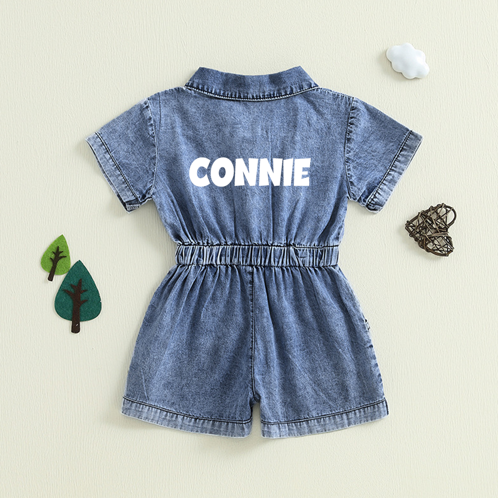 Personalized Girl Casual Denim Jumpsuit | cloth275
