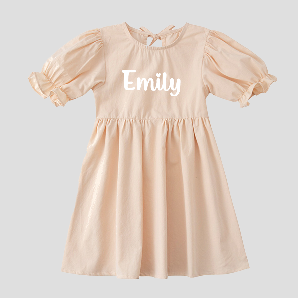 Personalized Girl Puff Sleeve Summer Dress| Dress108