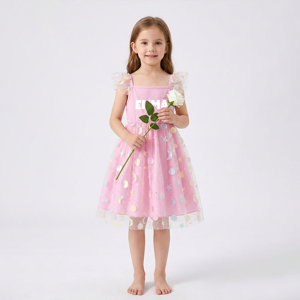 Personalized Girl Pink Sparkle Tutu Dress| Dress110