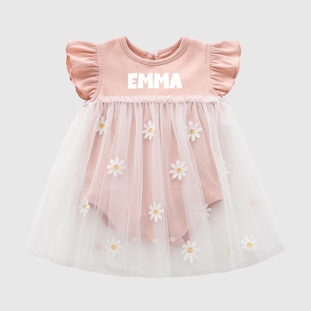 Personalized Daisy Tulle Baby Romper Dress| Dress114