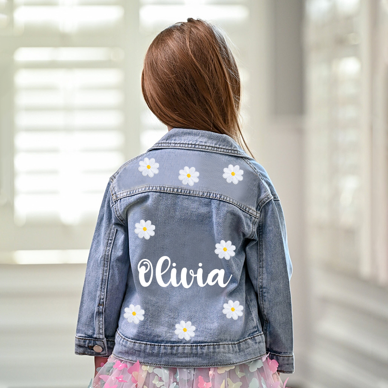 Personalized Girls Flower Denim Jackets | Cloth92