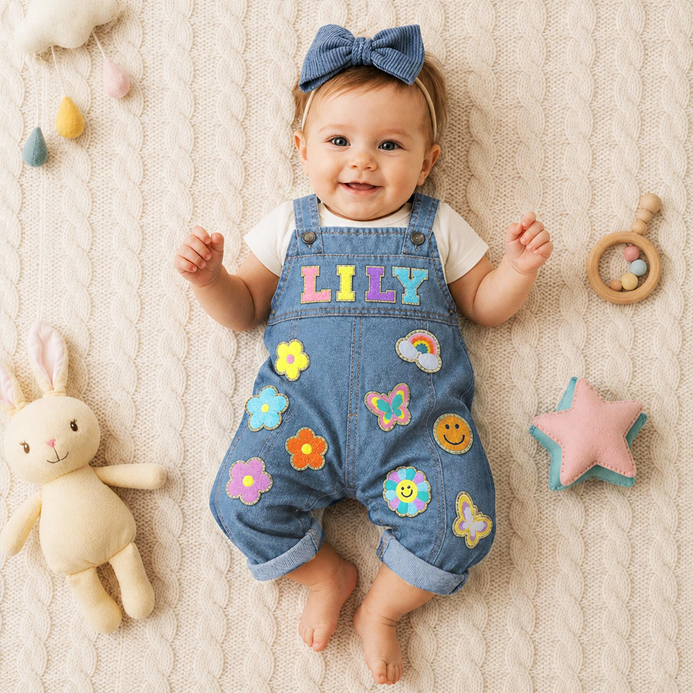 Personalized Kids Patch Oversized Denim Overalls| Pants59