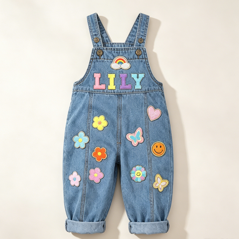Personalized Kids Patch Oversized Denim Overalls| Pants59