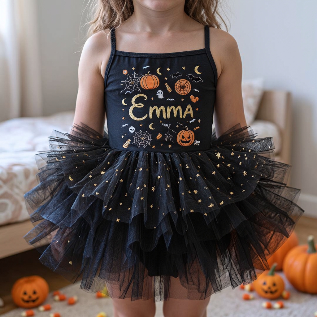 Personalized Girl Halloween Pumpkin Tutu Dress| YESHalloween10