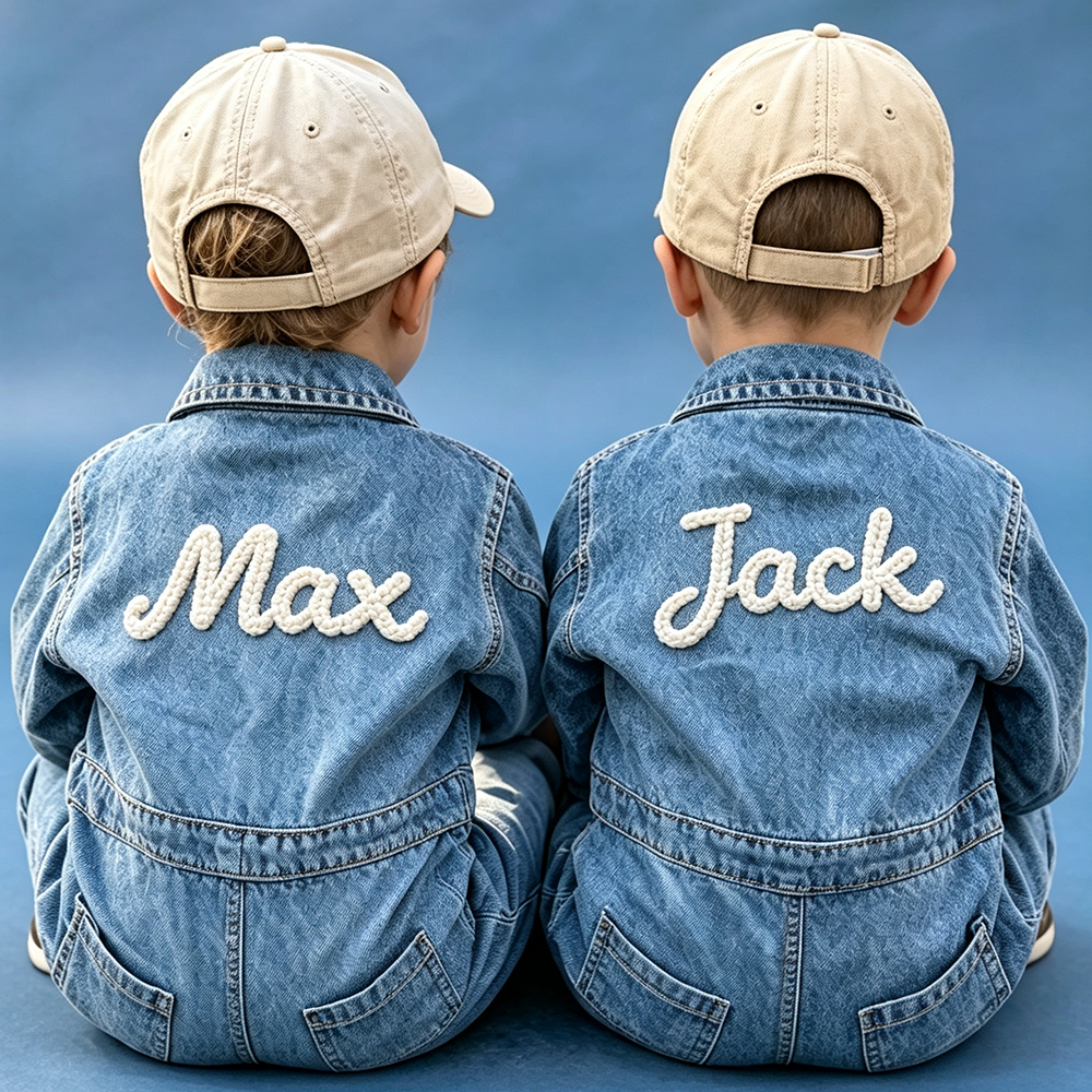 Personalized Baby Embroidered Oversized Denim Jumpsuit| Pants62