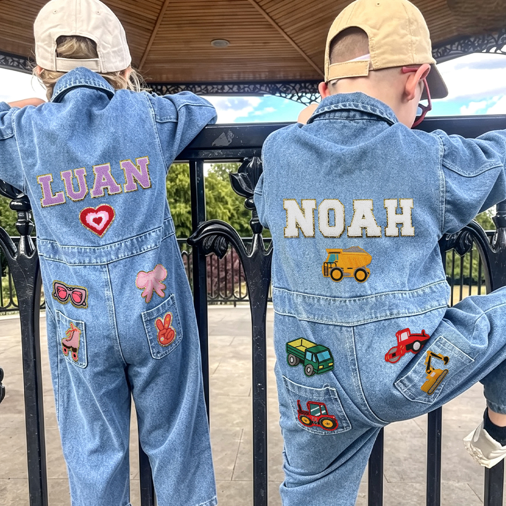 Personalized Baby Hand Patch Oversized Denim Jumpsuit| Pants61