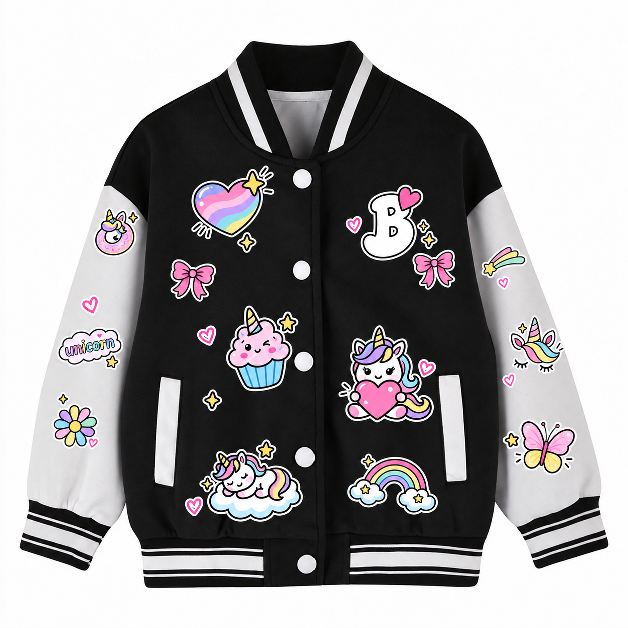 Personalized Kids Unicorn Varsity Jacket | Cloth290