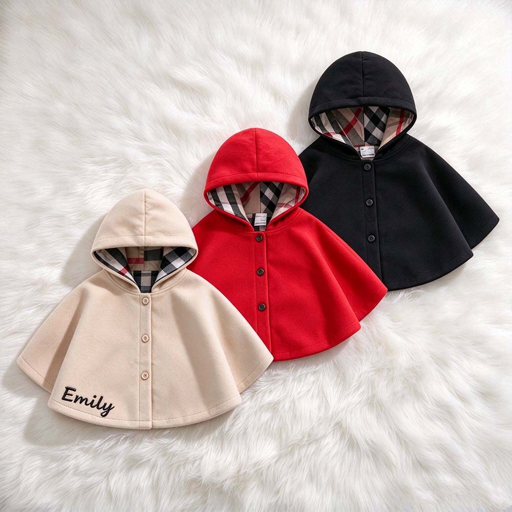 Personalized Embroidered Kids Winter Warm Cape | Cloth296