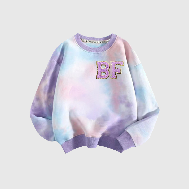 Personalized Chenille Patch Tie Dye Sweatshirt| Cloth105