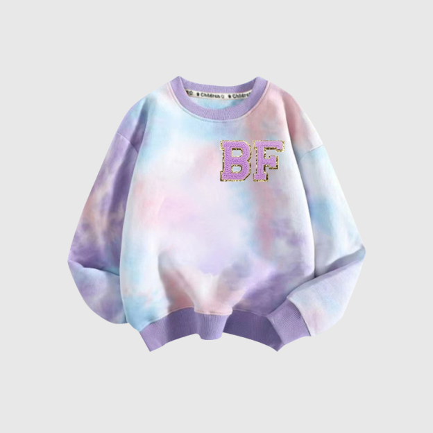 Personalized Chenille Patch Tie Dye Sweatshirt| Cloth105