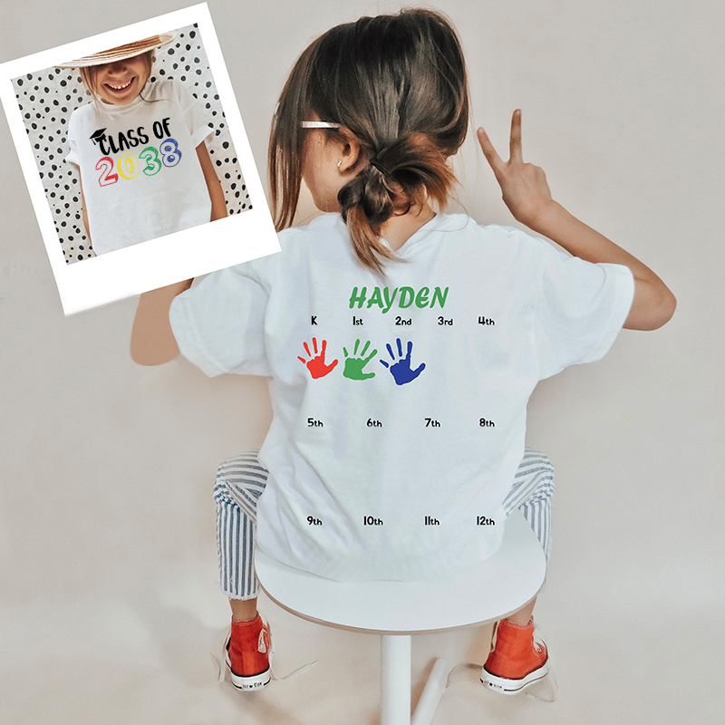 Personalized Kids Class Of 2038 Handprint Graduation Shirt| Cloth182