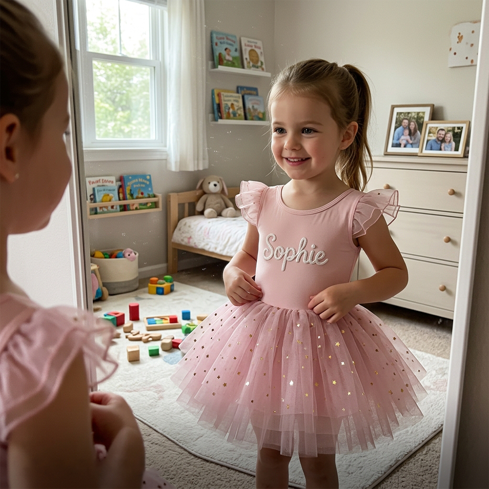 Personalized Hand Embroidered Girl Ballet Dance Tutu Dress| Dress106