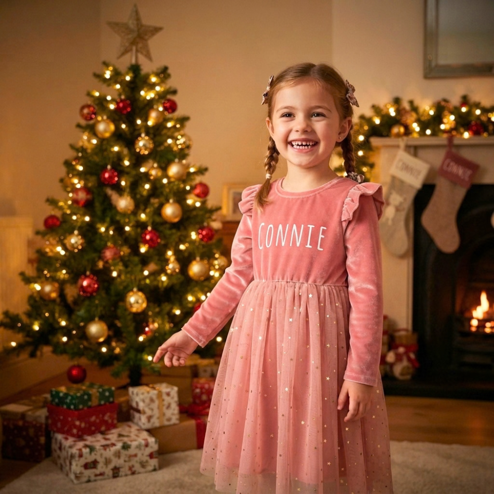 Personalized Girl Long-Sleeved Ruffled Princess Dress| Dress26