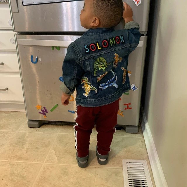 Personalized Kids Denim Dinosaurs Patch Jacket | Cloth180
