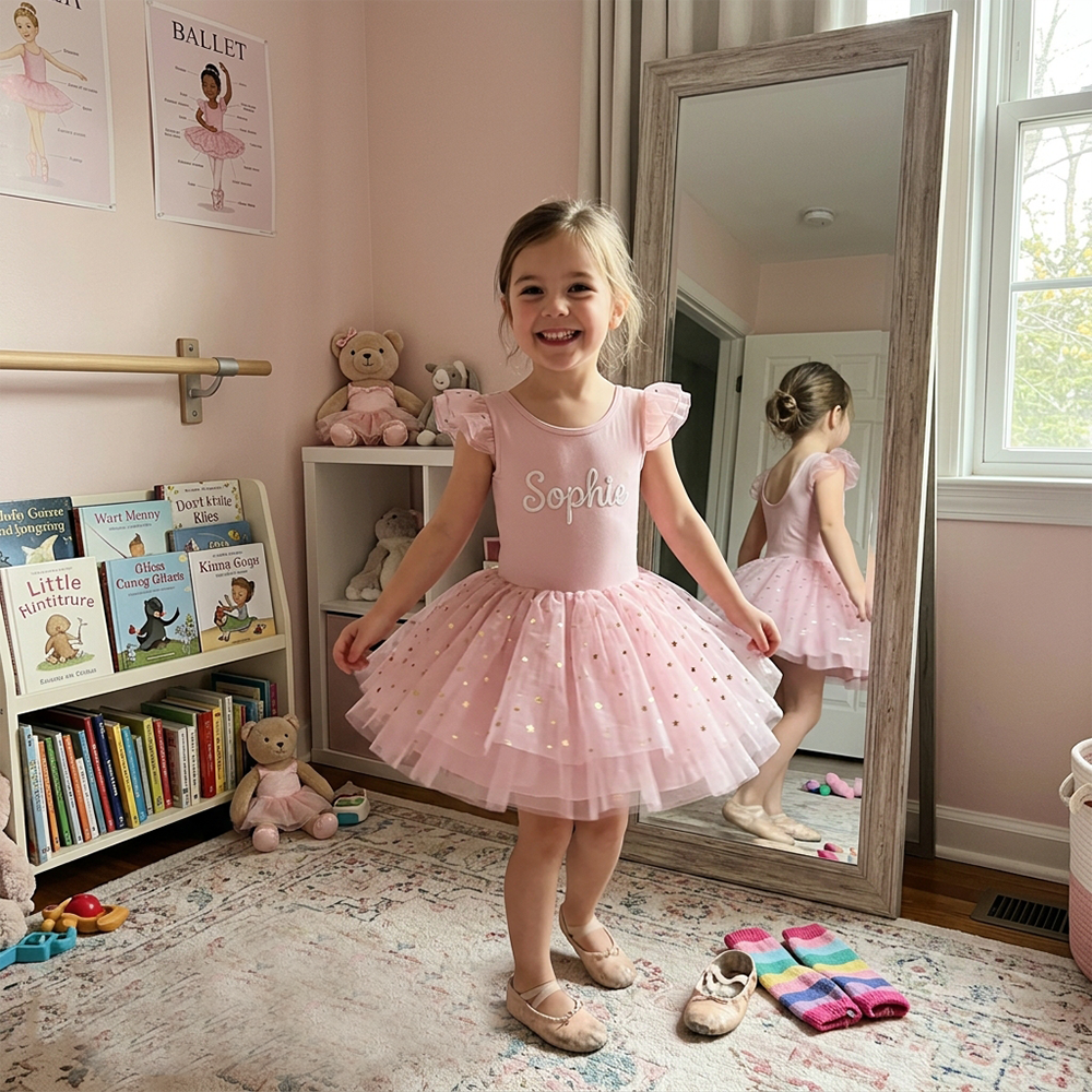Personalized Hand Embroidered Girl Ballet Dance Tutu Dress| Dress106