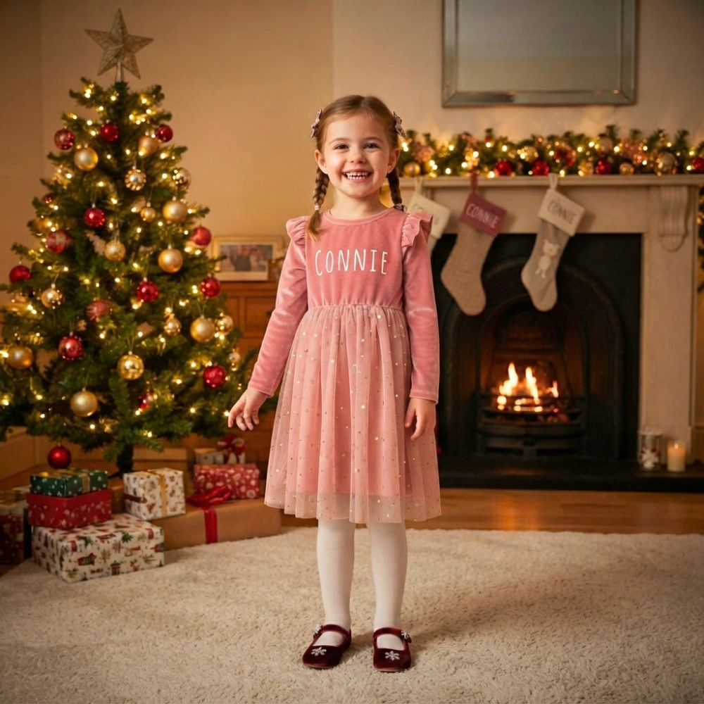 Personalized Girl Long-Sleeved Ruffled Princess Dress| Dress26