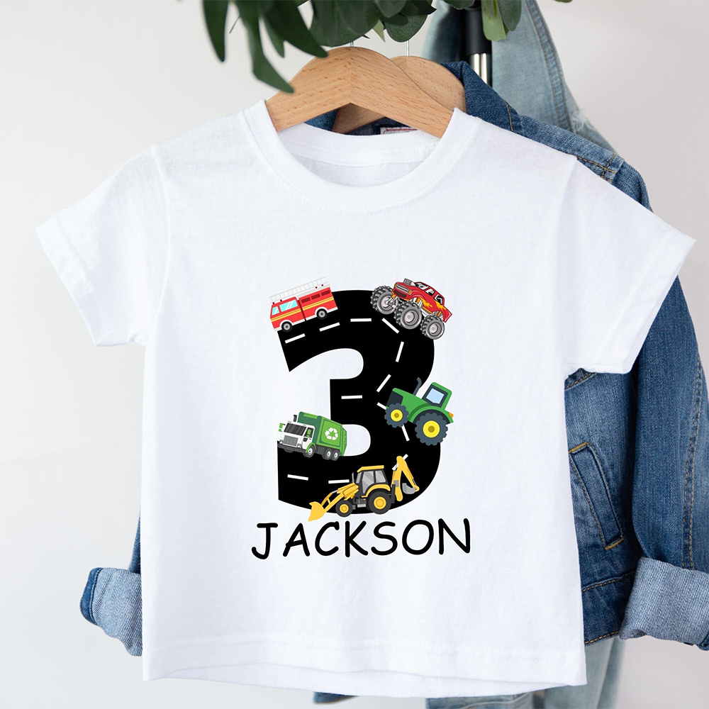 Personalized Kid Transportation Vehicle Party Birthday T-Shirt | inTee14