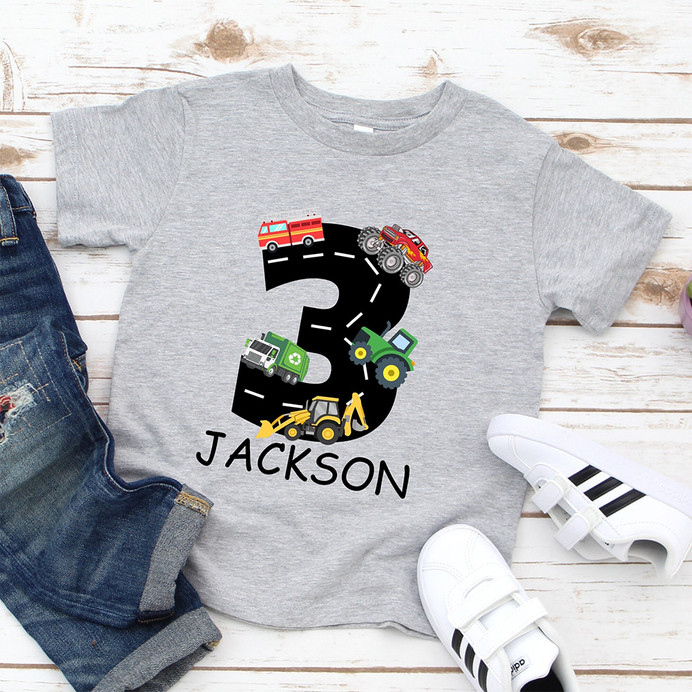Personalized Kid Vehicle Party Birthday T-Shirt | inTee14