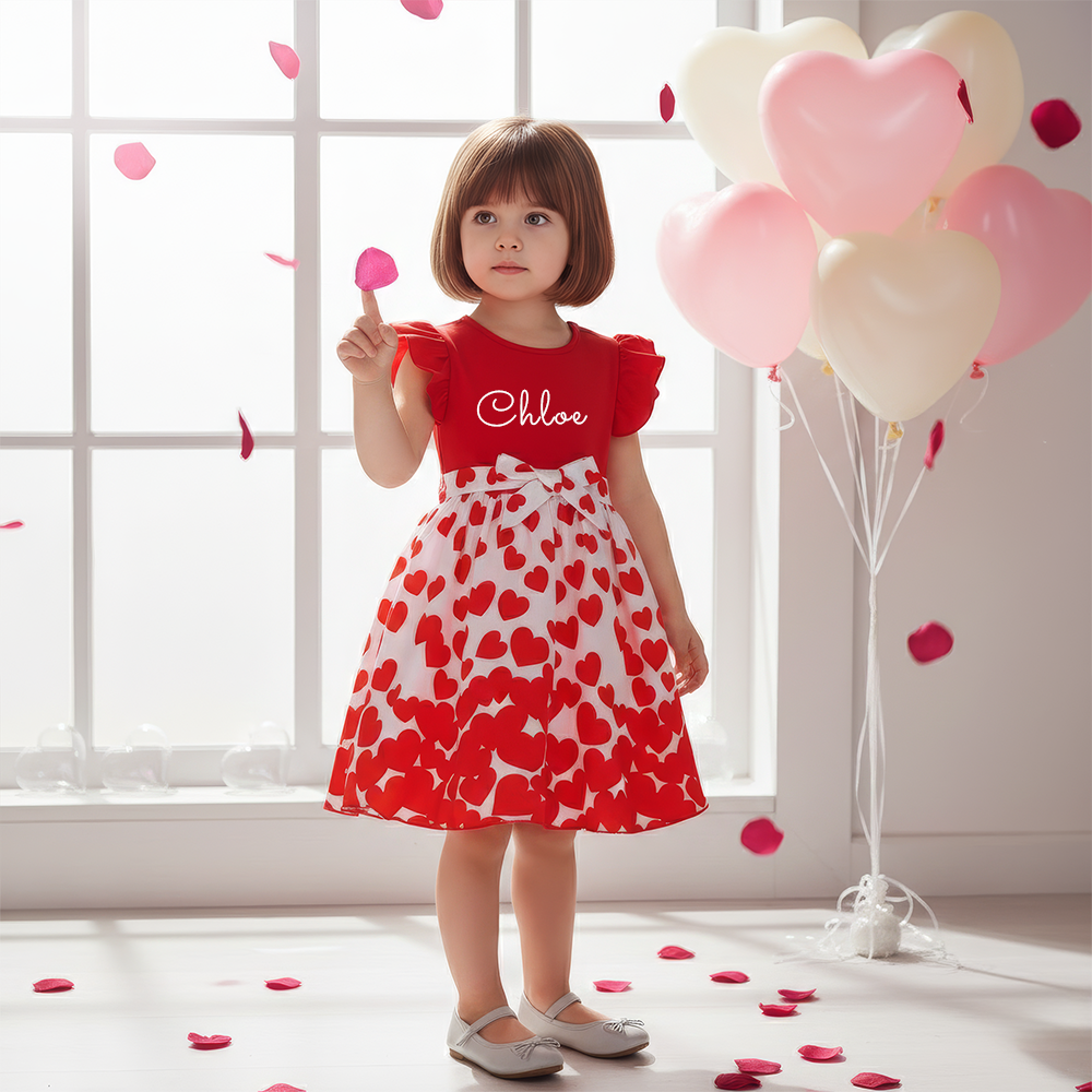 Personalized Girl Valentine's Day Heart Dress| YESVa12