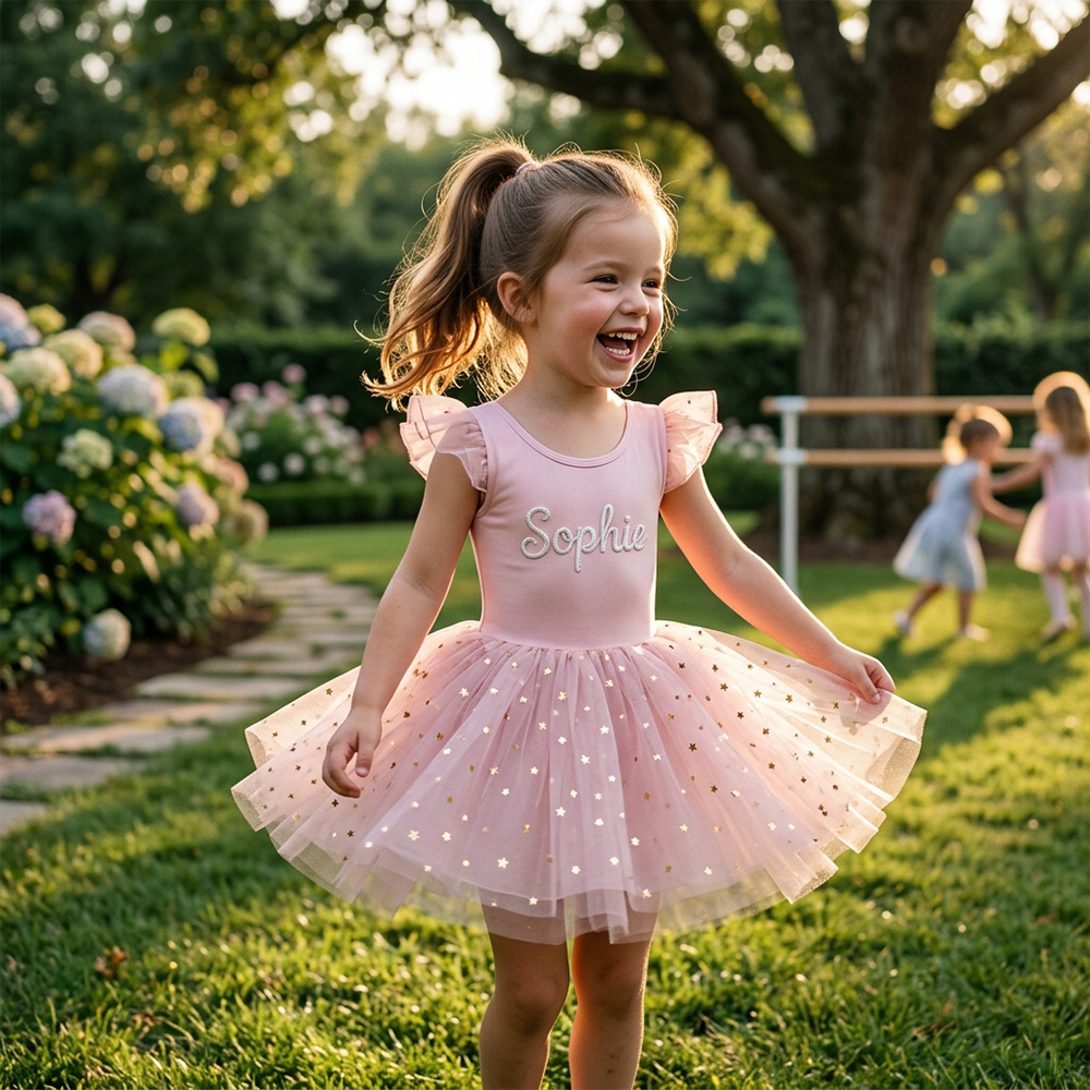 Personalized Hand Embroidered Girl Ballet Dance Tutu Dress| Dress106